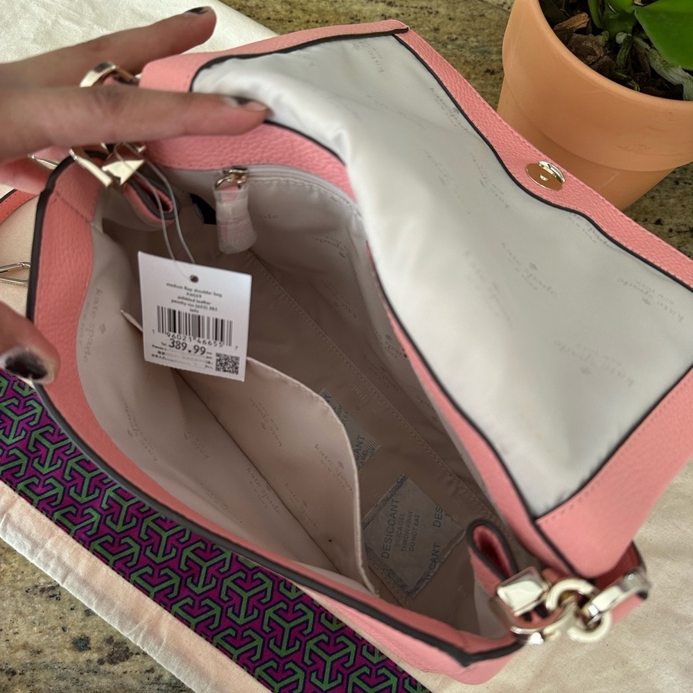 New Kate spade medium lap shoulder bog pebbled leather peechy ros - Picture 7 of 11
